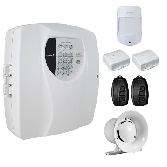Kit Alarme Residencial Wifi 3 Sensores sem fio, 2 Controles Remoto, Central Cloud 10 EW Genno