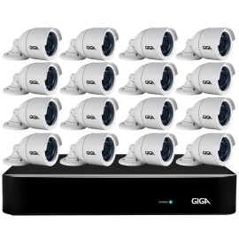 Kit 16 C�meras Full HD + DVR Giga Security + App Gr�tis de Monitoramento, C�meras GS0273 1080p 30m Infravermelho de Vis�o Noturna + Fonte, Cabos e Acess�rios
