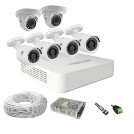 Kit 6 C�meras JFL Completo de Alta Defini��o c/ DVR Gravador 8 Canais DHD-1108N