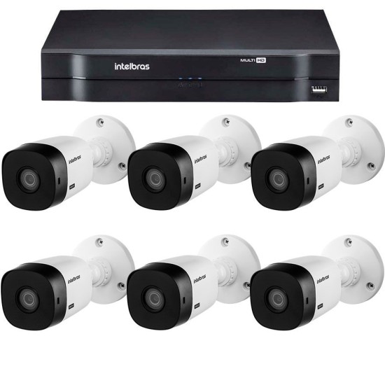 Kit Intelbras 6 Câmeras HD 720p VHL 1120 B + DVR 1108 Intelbras + Acessórios