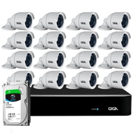 Kit 16 C�meras Full HD + DVR Giga Security + HD 1TB + App Gr�tis de Monitoramento, C�meras GS0273 1080p 30m Infravermelho de Vis�o Noturna + Fonte, Cabos e Acess�rios
