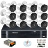 Kit 12 Câmeras VHD 3120 B G6 + DVR Intelbras + App Grátis de Monitoramento, HD 720p 20m Infravermelho + Cabos e Acessórios
