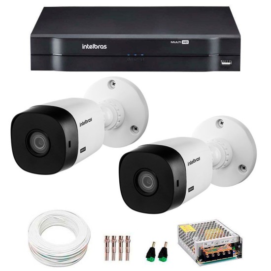 Kit Intelbras 2 Câmeras HD 720p VHL 1120 B + DVR 1104 Intelbras + Acessórios