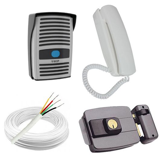 Kit Porteiro Eletrônico Interfone Intervox ECP + Fechadura Elétrica 12 Volts + 20 Metros de Cabo 24656