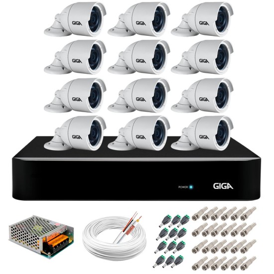 Kit 12 Câmeras Orion GS0022 HD 720p Giga Security + DVR Giga Security Multi HD + Acessórios