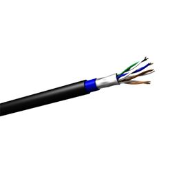 Cabo Lan Cat 5e Preto 4 Pares Dupla Capa Blindado - 1000 M'