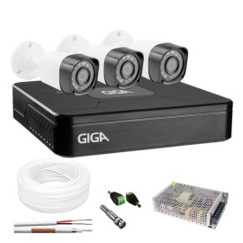 Kit 3 C�meras de Seguran�a HD Com DVR Giga Security 4 Canais e Acess�rios