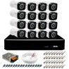 Kit 16 câmeras full hd 1080p 2mp + dvr giga security + app grátis de monitoramento, câmeras 20m infravermelho de visão noturna + fonte, cabos e acessórios
