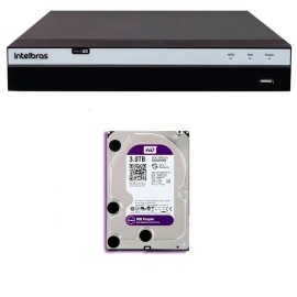 DVR Stand Alone Intelbras MHDX 3108 08 Canais Full HD 1080p Multi HD + 04 Canais IP 5 Mp + HD WD Purple 3TB