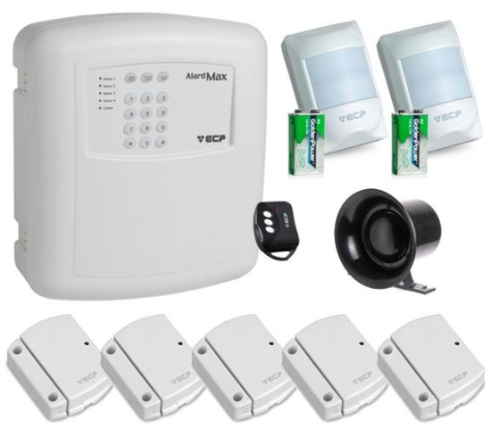 Kit Alarme Sem Fio Com 7 Sensores e Central c/ Discadora Alard Max ECP