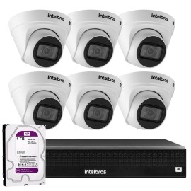 Kit 6 C�meras VIP 1020 D G2 + NVR Intelbras + HD 1TB para Armazenamento + App Gr�tis de Monitoramento, C�meras HD 720p 20m Infravermelho de Vis�o Noturna Intelbras