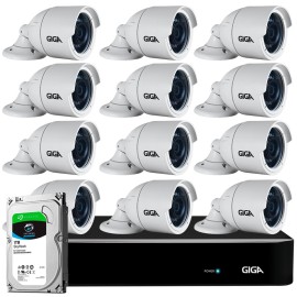 Kit 12 C�meras Full HD + DVR Giga Security + HD 1TB + App Gr�tis de Monitoramento, C�meras GS0273 1080p 30m Infravermelho de Vis�o Noturna + Fonte, Cabos e Acess�rios