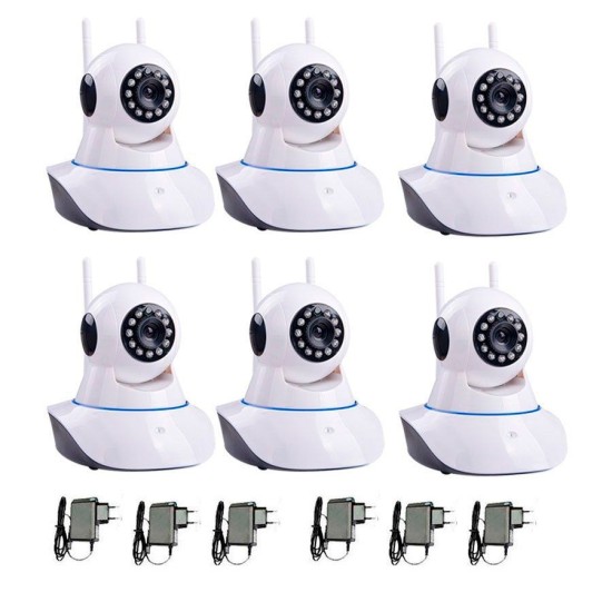 Kit 6 Câmeras de Segurança IP Sem Fio Wifi HD 720p Robo Wireless