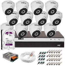 Kit 12 C�meras VHD 3220 D G5 + DVRIntelbras + HD 1TB para Armazenamento + App Gr�tis de Monitoramento, C�meras Full HD 1080p 20m Infravermelho de Vis�o Noturna Intelbras + Fonte, Cabos e Acess�rios