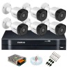 Kit 6 Câmeras VHD 3120 B G6 + DVR Intelbras + App Grátis de Monitoramento, Câmeras HD 720p 20m Infravermelho de Visão Noturna Intelbras + Fonte, Cabos e Acessórios