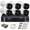Kit 6 Câmeras VHD 1010 B G5 + DVR Intelbras + App Grátis de Monitoramento, Câmeras HD 720p 10m Infravermelho de Visão Noturna Intelbras + Fonte, Cabos e Acessórios