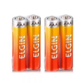 Pilha Palito Elgin AAA de Zinco Comum - 4 Unidades
