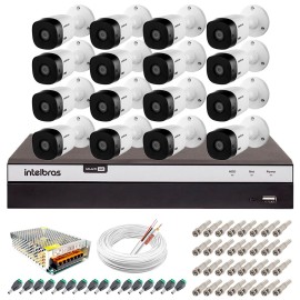 Kit Intelbras 16 C�meras Full HD 1080p VHL 1220 B + DVR 3116 Intelbras + Acess�rios