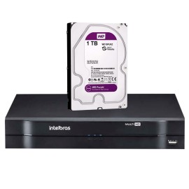 DVR Stand Alone Multi HD MHDX 1108 de 08 Canais Intelbras + HD 1TB WD Purple para CFTV