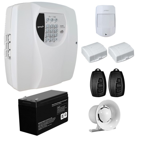 Kit Alarme Residencial Wifi 3 Sensores sem fio, 2 Controles Remoto, Central Cloud 10 EW Genno + Bateria