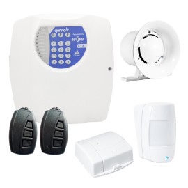 Kit Central de Alarme Residencial e Comercial com 02 Sensores Genno Nice + Controle Remoto, aviso de disparo por Telefone Fixo