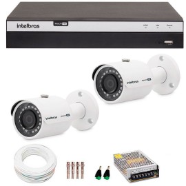 Kit 2 C�meras de Seguran�a 4MP 2k Intelbras VHD 3430 B + DVR Intelbras 4K + Acess�rios
