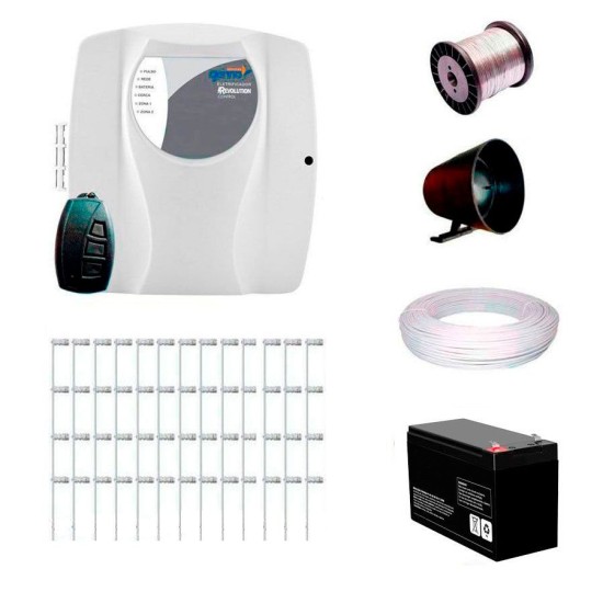 Kit Cerca Elétrica com 40 mts Genno + Controle Remoto, Completo