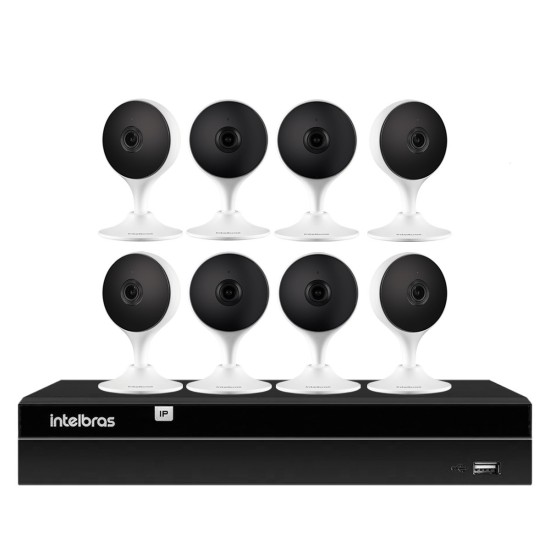 Kit 8 Câmeras com Inteligência Artificial Full HD iM3 Intelbras Branca + 1 NVR 08 Canais 6MP NVD 1308 Intelbras