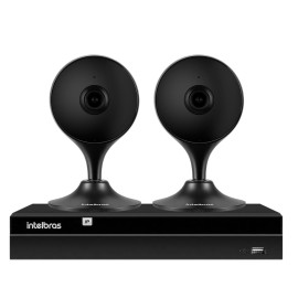 Kit 2 C�meras com Intelig�ncia Artificial Full HD iM3 Intelbras Preta + 1 NVR Stand Alone 04 Canais 6MP NVD 1304 Intelbras