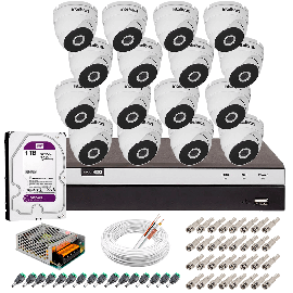 Kit 16 C�meras VHD 3220 D G5 + DVRIntelbras + HD 1TB para Armazenamento + App Gr�tis de Monitoramento, C�meras Full HD 1080p 20m Infravermelho de Vis�o Noturna Intelbras + Fonte, Cabos e Acess�rios
