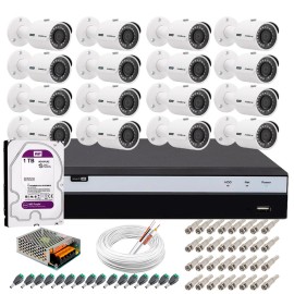 Kit 16 C�meras de Seguran�a 4MP 2k Intelbras VHD 3430 B + DVR Intelbras 4K + HD 1TB + Acess�rios