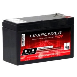 Bateria Selada 12V 7A Recarreg�vel VRLA No-Break e Seguran�a Unipower