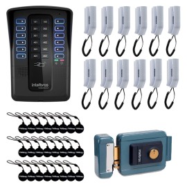 Kit Porteiro Eletr�nico Coletivo 12 Pontos Intelbras Collective 12 - Central de Interfone Coletivo + Interfone Interno + Cart�o de Proximidade + Fechadura El�trica