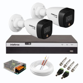 Kit 2 C�meras de Seguran�a VHD 1220 B Full Color de Alta Defini��o Full HD 1080p + DVR Intelbras Full HD MHDX 3108 de 08 Canais + Conectores e Acess�rios