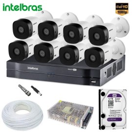 Kit 8 C�meras Full HD Intelbras VHL 1220 Bullet 1080p Completo Com DVR MHDX 1108