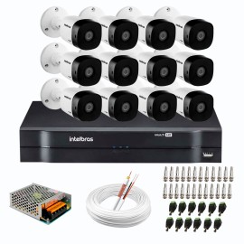 Kit 12 C�meras de Seguran�a Full HD 1080p VHD 1220 B G6 + DVR Intelbras MHDX 1116 de 16 Canais 1080p Lite + Acess�rios     11382
