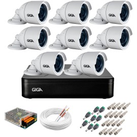 Kit 8 C�meras GS0022 HD 720p Giga Security + DVR Giga Security Multi HD + Acess�rios