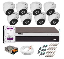 Kit 8 C�meras VHD 3220 D G5 + DVRIntelbras + HD 1TB para Armazenamento + App Gr�tis de Monitoramento, C�meras Full HD 1080p 20m Infravermelho de Vis�o Noturna Intelbras + Fonte, Cabos e Acess�rios