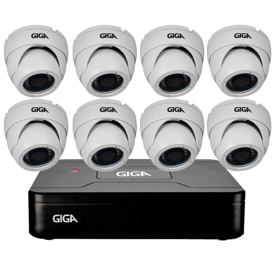 Kit HD 720p 08 Câmeras GS0021 + DVR Giga Security + Acessórios