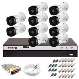 Kit Intelbras 10 C�meras Full HD 1080p VHL 1220 B + DVR 3116 Intelbras + Acess�rios