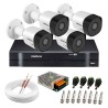Kit 4 Câmeras VHD 3130 B G6 + DVR Intelbras + App Grátis de Monitoramento, Câmeras HD 720p 30m Infravermelho de Visão Noturna Intelbras + Fonte, Cabos e Acessórios