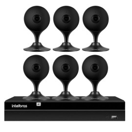    Kit 6 C�meras com Intelig�ncia Artificial Full HD iM3 Intelbras Preta + 1 NVR 08 Canais 6MP NVD 1308 Intelbras