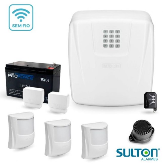 Kit Alarme Completo Sulton CLS 10 c/ Discadora e 5 Sensores Sem Fio 8977