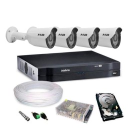 Kit 4 C�meras de Seguran�a Full HD Com Imagem Noturna Colorida StarLight Completo c/ DVR Intelbras