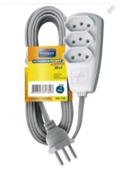 EXTENS�O SORT 2P+T PP 3X0,75MM� 1,30M - COR BRANCA C/ BASE CINZA