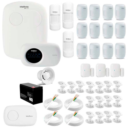 Kit Alarme Intelbras 18 sensores, Residencial e Comercial, AMT 2110, Completo