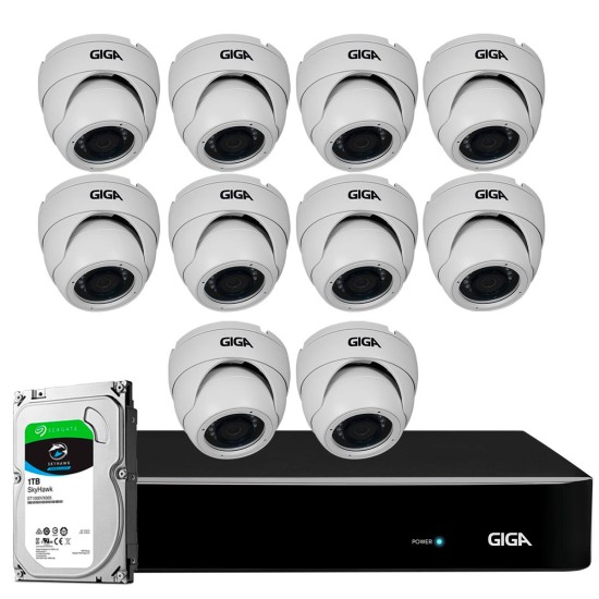 Kit Orion HD 720p 10 Câmeras GS0021 + DVR Giga Security + HD 1TB Skygawk + Acessórios