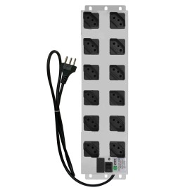 Filtro de Linha Bivolt 12 Tomadas Met�lico, INMETRO, Cabo com 1,10 Mts