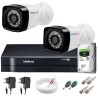 Kit 2 Câmeras + DVR Intelbras + HD 1 TB + App de Monitoramento, Câmeras HD 720p 20m Infravermelho de Visão Noturna + Fonte, Cabos e Acessórios