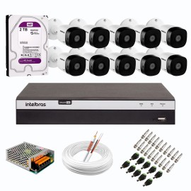  Kit 3 C�meras de Seguran�a Full HD 1080p Giga Security gs0271 + DVR Giga Security 2MP + Acess�rios